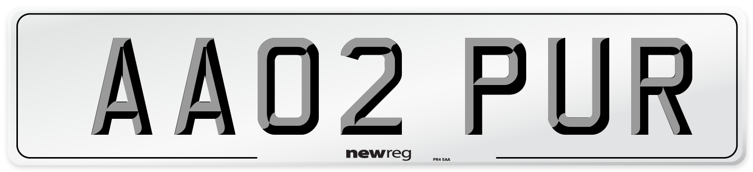 AA02 PUR Number Plate from New Reg